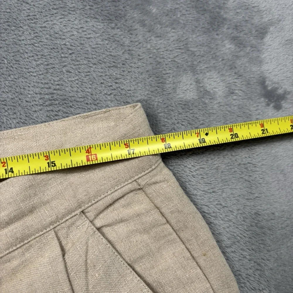 Eddie Bauer 100% Linen Pants Men's 35x32 Beige Pleated Chino Coastal Old Money